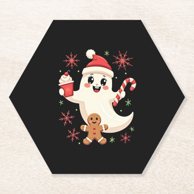 Porta-copo De Papel Feliz Natal Para O Fantasma De Natal Dotado (Frente)