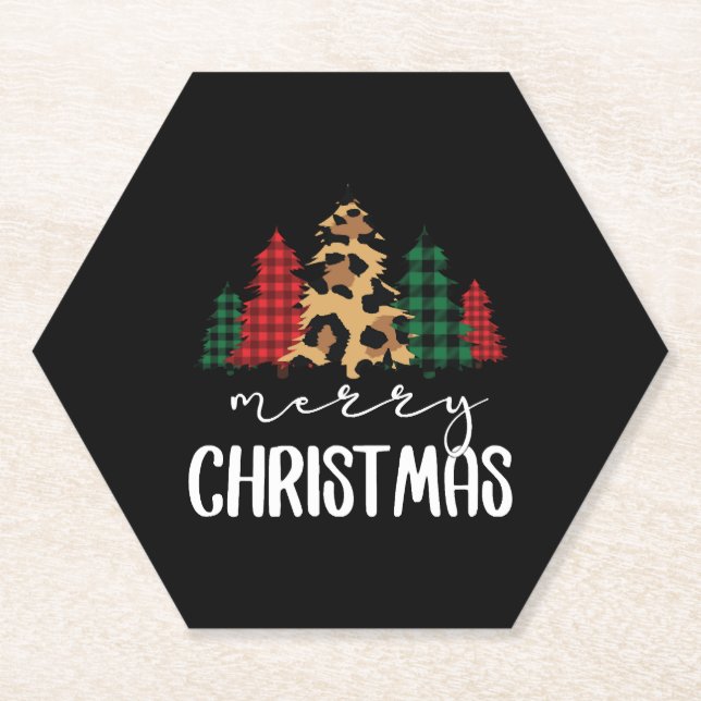 Porta-copo De Papel Feliz Natal Svg Leopard Tree (Frente)