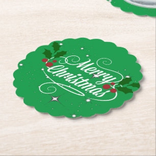 Porta-copo De Papel Feliz Natal, verde festivo