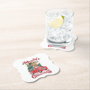 Porta-copo De Papel Feliz Natal Vintage Red Papais noeis Caminhão