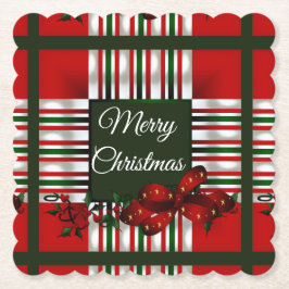 Porta-copo De Papel Feliz Natal Xadrez Verde