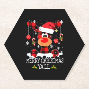 Porta-copo De Papel Feliz Natal Ya ll Buffalo Red Xadrez Reindeer S