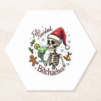 Porta-copo De Papel Feliz Navidad Bitchachos Funny Skull Spanish Merry