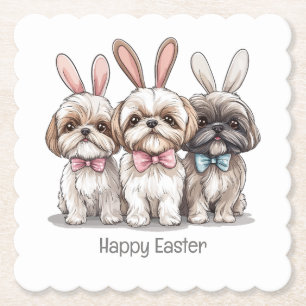 Porta-copo De Papel Feliz Páscoa Shih Tzu Dogs
