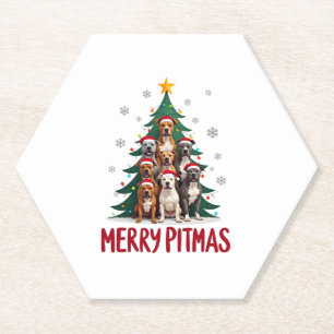 Porta-copo De Papel Feliz Pitmas Pitbull Cão Suéter Feio de Natal Tr