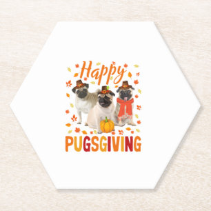 Porta-copo De Papel Feliz Pugspuração Bonita Ação de Graças Cachorro V