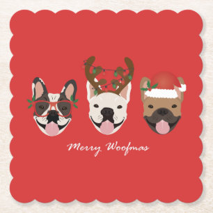 Porta-copo De Papel Feliz Woofmas Bulldogues Franceses Cabeças de Nata