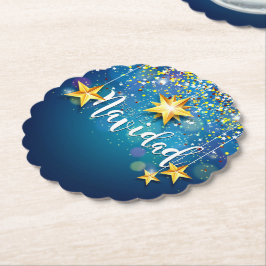 Porta-copo De Papel Felize Navidad Dourada Stars Natal