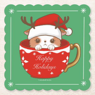 Porta-copo De Papel Felizes Festas Natal Papai Noel Renas Mochi Caneca