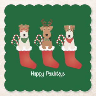Porta-copo De Papel Felizes Pawlidays Welsh Wire Fox Terrier Dogs