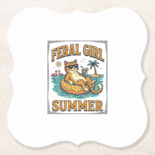Porta-copo De Papel Feral Girl Summer Gato Flutua Camisa Vintage Desig