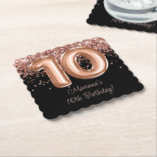 Porta-copo De Papel Festa de 10 anos Rose Gold Black