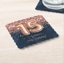 Festa de 15 anos Rose Gold Navy Blue