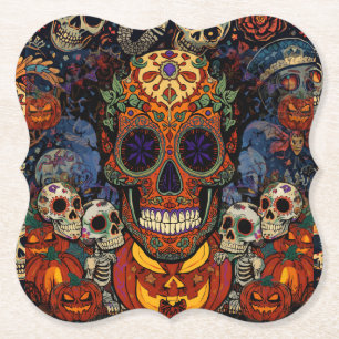 Porta-copo De Papel Festa de Abóboras Caveira de Açúcar, Calavera