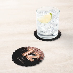 Porta-copo De Papel Festa de aniversário 12 preto Dourado rosa