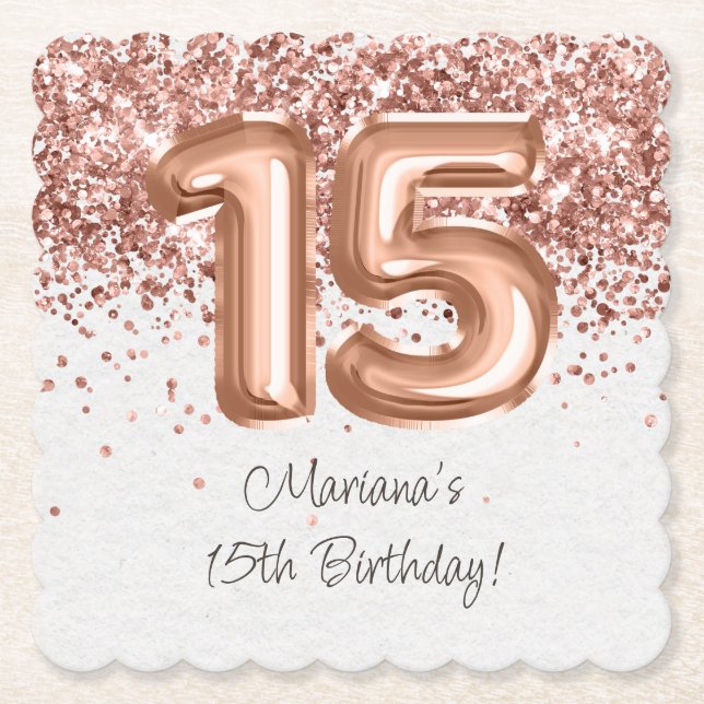 Porta-copo De Papel Festa de aniversário 15 Dourada (Frente)