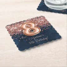 Festa de Aniversário de 8 anos Rose Gold Navy Blue