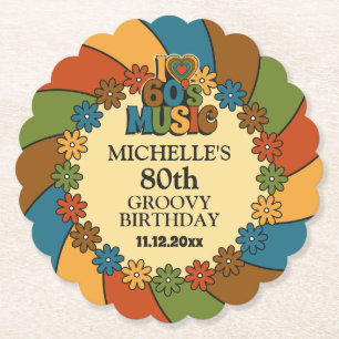 Porta-copo De Papel Festa de Aniversário de Música Retrô dos Anos 60 p