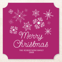 Festa de Natal com Flocos de Neve Brancos Magenta