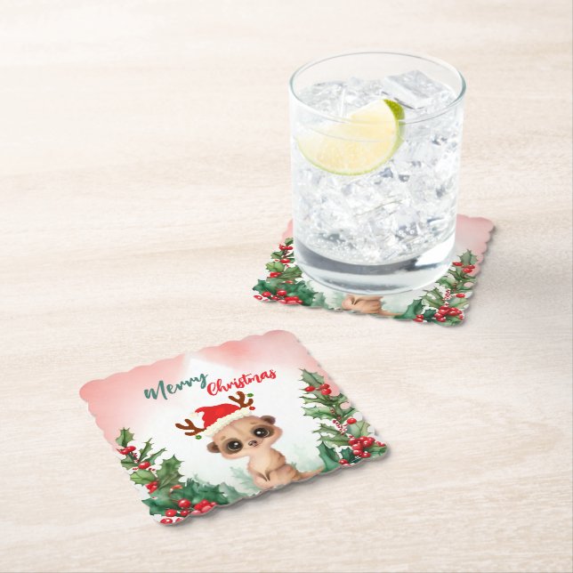 Porta-copo De Papel Festa de Papais noeis Caxemira de Natal Vermelho (Insitu)