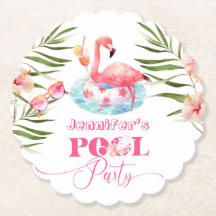Porta-copo De Papel Festa de piscina Flamingo, aniversário rosa