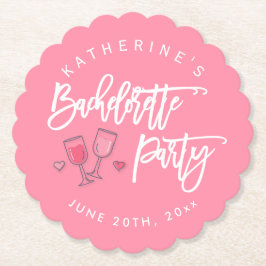 Porta-copo De Papel Festa de solteira Rosa E Branca