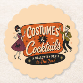 Porta-copo De Papel Festas de Halloween com Fantasias e Coquetéis Retr