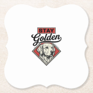 Porta-copo De Papel Fique Golden Retriever Design Vetorial de Cão Vint