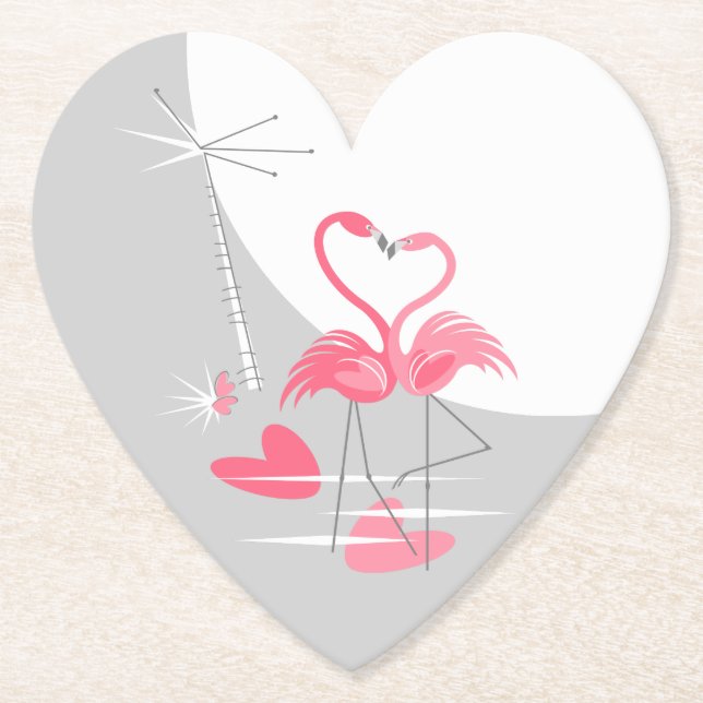 Porta-copo De Papel Flamingo Love Large Moon porta copos Heart (Frente)