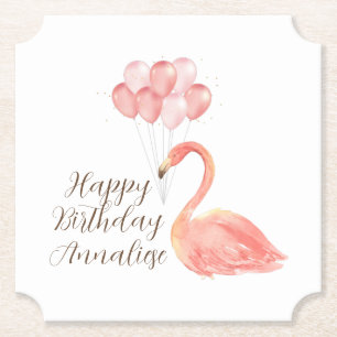 Porta-copo De Papel Flamingo Rosa com Balões Feliz Aniversário Persona