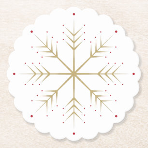 Porta-copo De Papel Floco de neve vermelho Dourado do falso elegante