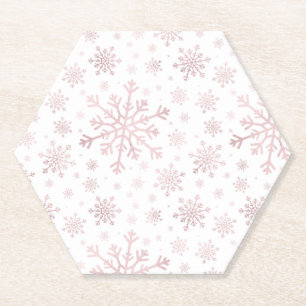 Porta-copo De Papel Flocos de neve bonito e cor-de-rosa no inverno em