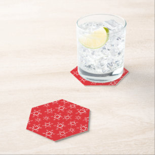 Porta-copo De Papel Flocos de neve, Flocos de neve vermelhos e brancos