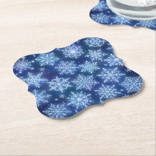 Porta-copo De Papel Flocos de Neve Magia de Inverno Céu Azul Profundo