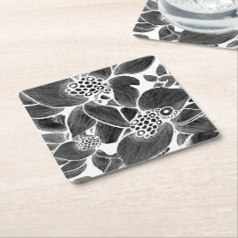 Porta-copo De Papel Flor branco preto
