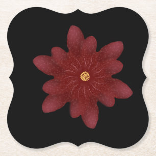 Porta-copo De Papel Flor de Veludo Vermelho Elegante sobre Preto Flo