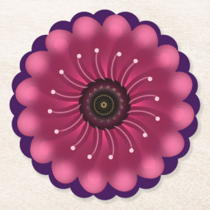 Porta-copo De Papel Flor Fantasia Rosa Brilhante Floral Neon Abstrat