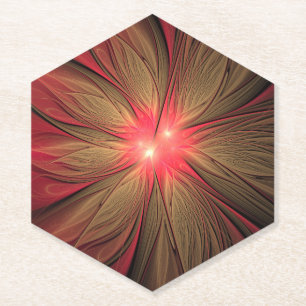 Porta-copo De Papel Flor fractal de fanfarrão vermelho