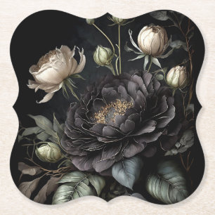 Porta-copo De Papel Flor Preto Rosa de Disposição Gótica