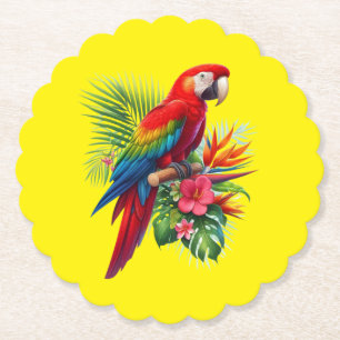 Porta-copo De Papel Flor tropical de arara vermelha
