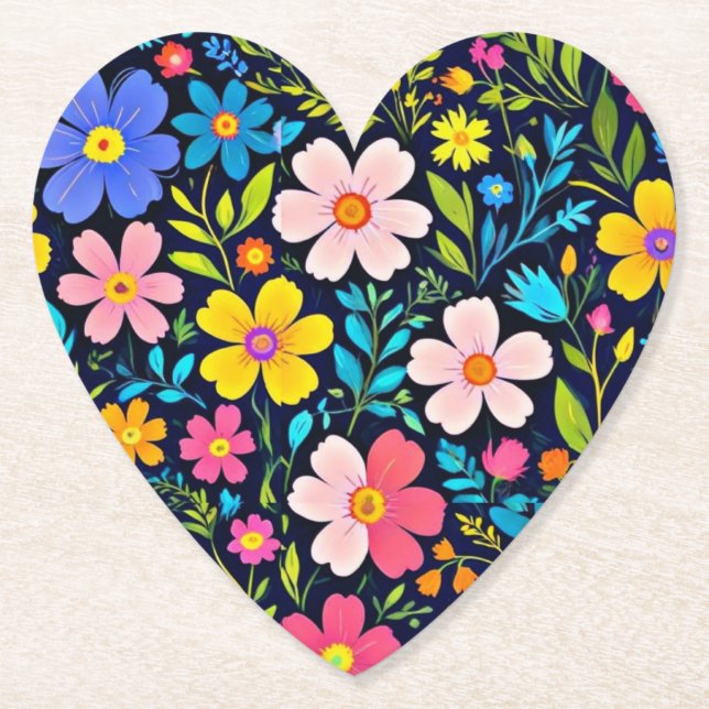 Porta-copo De Papel Floral Digital Painting Flowers Pattern-38875 (Frente)