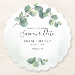 Porta-copo De Papel Floral Greenery Eucalyptus Creative Salvar a data