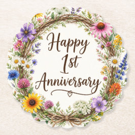 Porta-copo De Papel Floral para 1º Aniversário