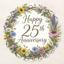 Porta-copo De Papel Floral para 25º Aniversário
