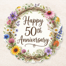 Porta-copo De Papel Floral para Aniversário de 50 Anos