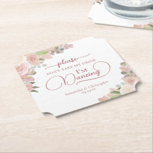 Porta-copo De Papel Floral Rosa Elegante Não tome meu casamento com be