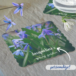 Porta-copo De Papel Flores azuis no primavera