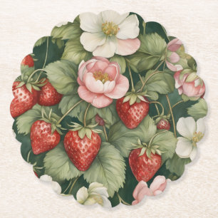 Porta-copo De Papel Flores "Berry in Love" e morango