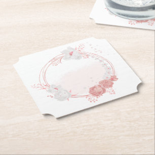 Porta-copo De Papel flores botânicas de casamento cor-de-rosa e branco