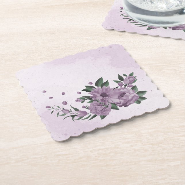 Porta-copo De Papel flores botânicas roxas românticas (Angular)